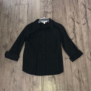 Black Striped Button Up